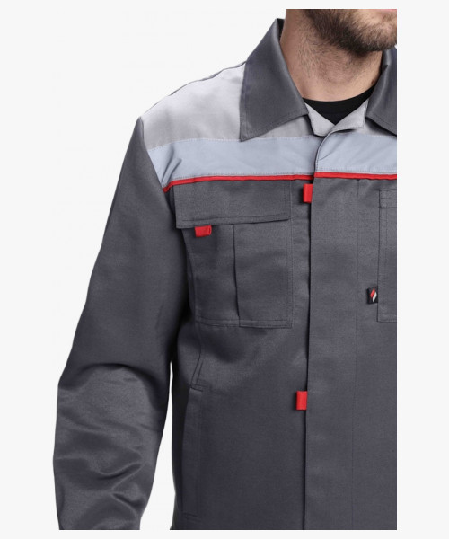 Костюм Фаворит-1 СОП усиленный IMP (тк.Смесовая,210) брюки, т.серый/серый/красный