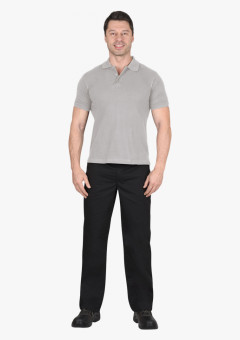 Рубашка-поло св.серая короткие рукава с манжетом, пл.180 г/м2 (ЧЗ)