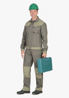 Куртка СИРИУС-ВЕСТ-ВОРК  т.оливковый со св.оливковым пл. 275 г/кв.м