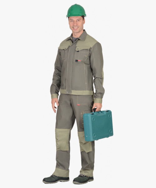 Куртка СИРИУС-ВЕСТ-ВОРК  т.оливковый со св.оливковым пл. 275 г/кв.м