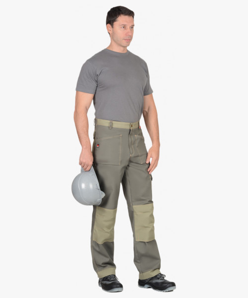 Брюки СИРИУС-ВЕСТ-ВОРК т.оливковый со св.оливковым пл. 275 г/кв.м