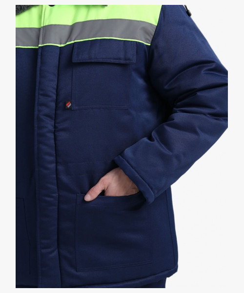 Костюм зимний Труженик-Ультра СОП (тк.Смесовая,210) брюки, т.синий/лимонный