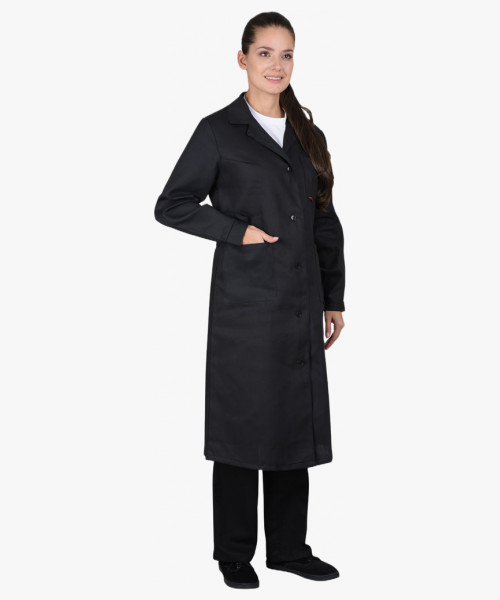 Халат женский х/б диагональ чёрный