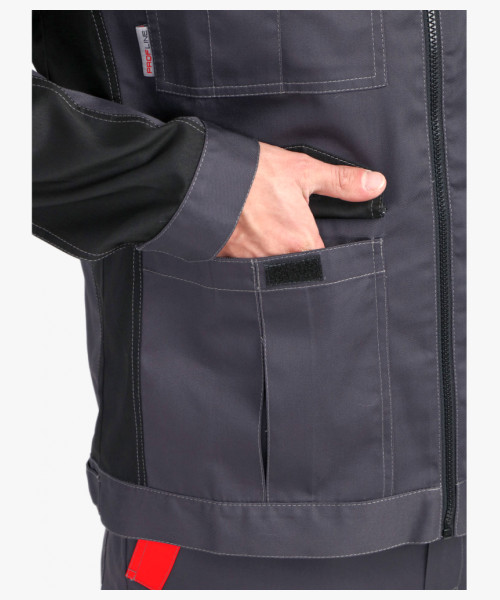 Костюм ProfLineBase-2 (тк. Твил, 210) полукомбинезон, т.серый/черный/красный