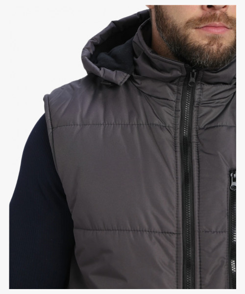 Жилет утепленный с капюшоном Респект (тк.Таслан), т.серый