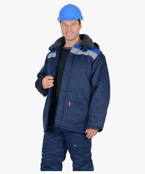 Куртка СИРИУС-БРИГАДИР мех. ворот, синяя с васильковым и СОП