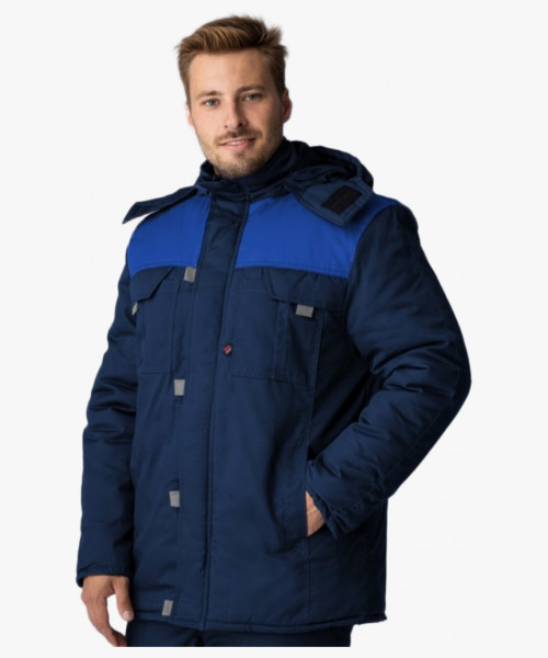 Куртка зимняя Флофт Премиум (тк.Смесовая,240), т.синий/васильковый/серый