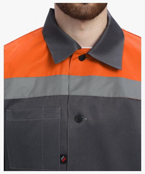 Костюм Лигор-1 СОП (тк.Смесовая,210) брюки, т.серый/оранжевый