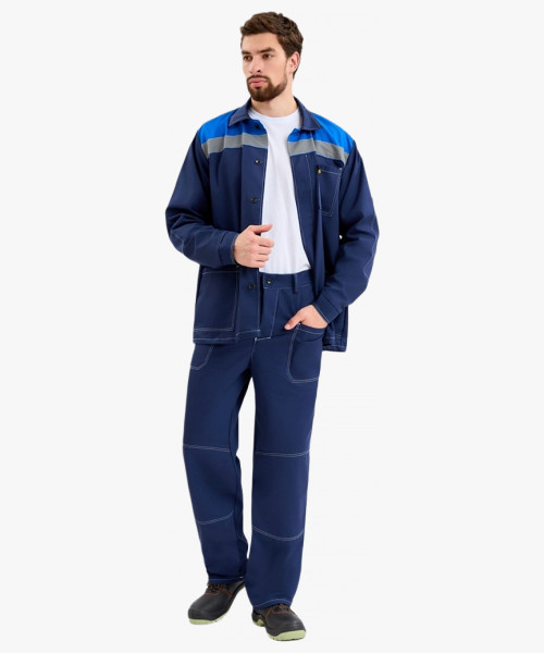 Костюм Техник СОП (тк.Саржа,250) брюки, т.синий/васильковый