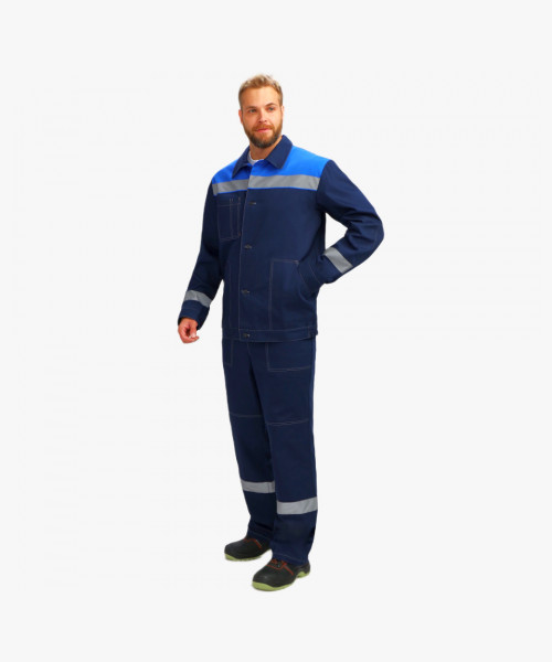 Костюм Лигор-2 СОП (тк. Саржа, 250) полукомбинезон, т.синий/васильковый