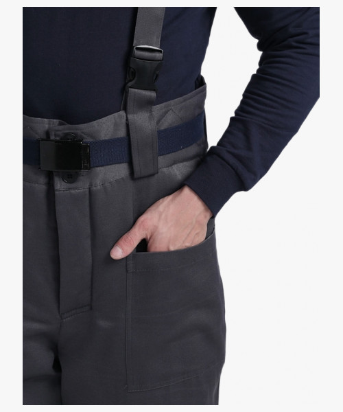 Костюм зимний Труженик-Ультра СОП (тк.Смесовая,210) брюки, т.серый/оранжевый