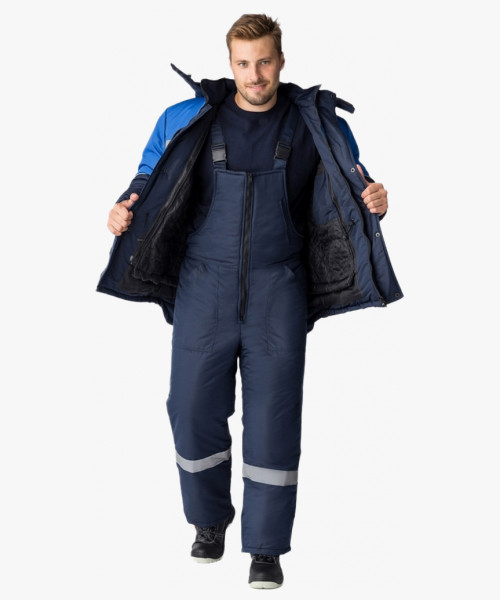 Костюм зимний Сибер Виндстоп СОП (Таслан) п/к, темно-синий/васильковый