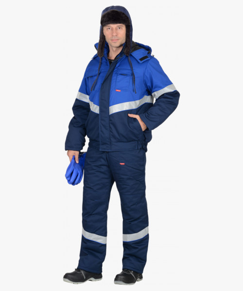 Шапка-ушанка СИРИУС-ЛЮКС синяя (тк. смесовая)