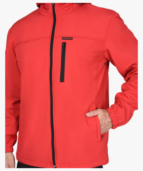 Куртка СИРИУС-АЗОВ с капюшоном красная софтшелл пл 350 г/кв.м