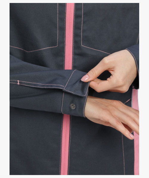 Костюм женский летний ProfLineSpecialist-1 (тк.Смесовая,240) брюки, серый/розовый