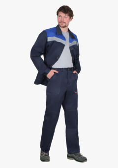 Костюм СИРИУС-СТАНДАРТ куртка, брюки т.синий с васильковым СОП 50 мм