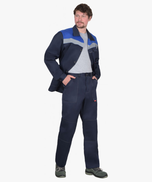 Костюм СИРИУС-СТАНДАРТ куртка, брюки т.синий с васильковым СОП 50 мм