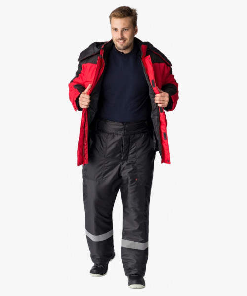 Куртка зимняя Европа (Дюспо), красный/черный