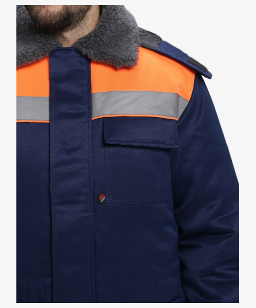 Куртка зимняя для бригадира NEW (тк.Смесовая,210), т.синий/оранжевый