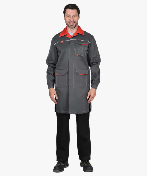 Халат СИРИУС-ФЛОРИДА мужской серый с красным