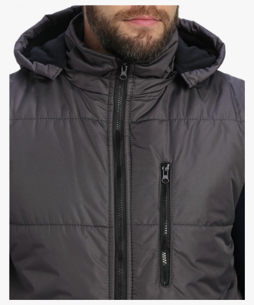 Жилет утепленный с капюшоном Респект (тк.Таслан), т.серый