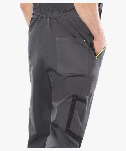 Костюм СИРИУС-ХОВАРД-РОСС куртка и полукомбинезон, т.серый с черным и лимонным кантом, СОП 50мм