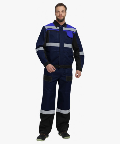 Костюм Виват-1 Премиум CH МВО (тк.Смесовая,240) брюки, т.синий/черный/васильковый