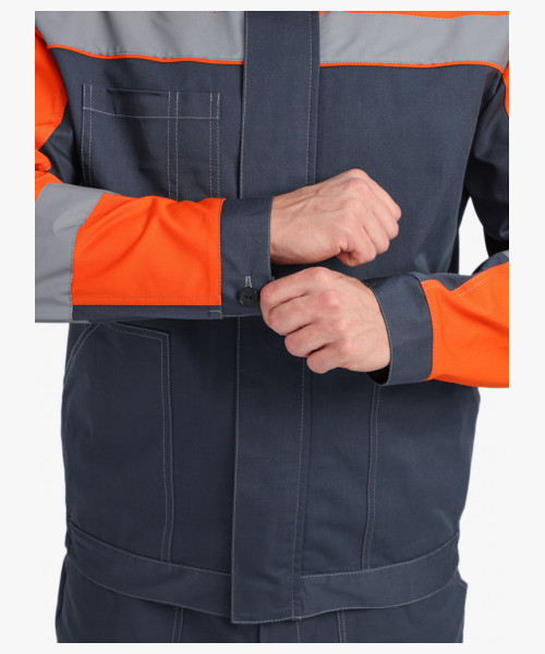 Костюм Бриготек-2 СОП (тк. Смесовая, 260) полукомбинезон, т.серый/оранжевый