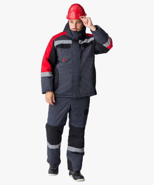 Костюм зимний Вектрон-2 СОП (тк.Смесовая,240) п/к, черный/красный/серый