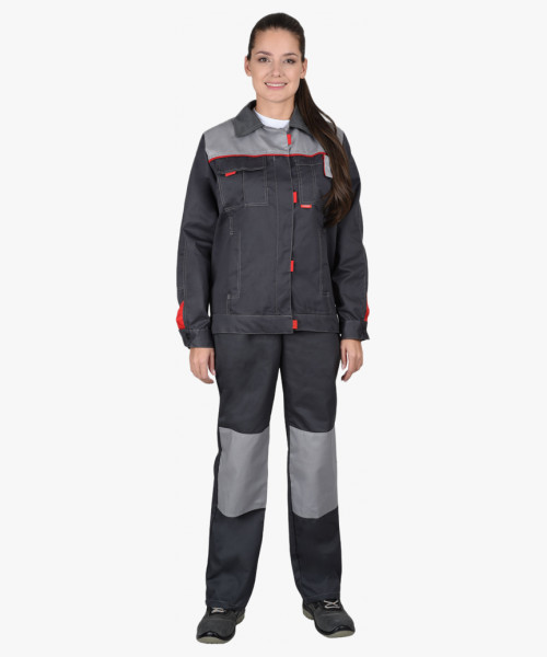 Костюм СИРИУС-ФАВОРИТ женский куртка, брюки  т.серый со св.серым