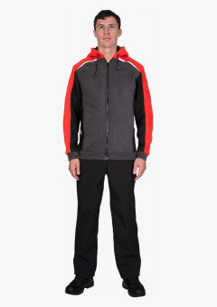Куртка флисовая серая с красным, черным и СОП (ФАВОРИТ-МЕГА)
