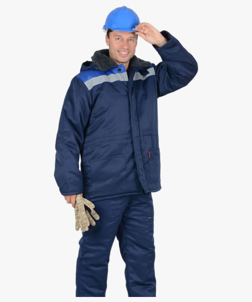 Куртка СИРИУС-БРИГАДИР мех. ворот, синяя с васильковым и СОП