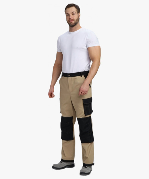 Брюки Милан CH (тк.Смесовая,260), бежевый/черный