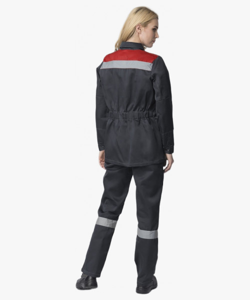 Костюм женский Весна-1 СОП CH (тк.Смесовая,210) брюки, т.серый/красный