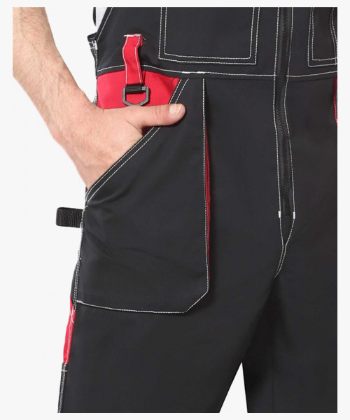 Костюм СИРИУС-АГАТ куртка, п/к черный с красным пл. 260 г/кв.м. ВО отделка