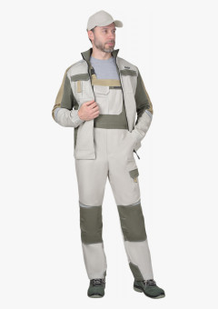 Костюм СИРИУС-КАСПИЙ куртка, п/к, молочный с оливой, песочным и СОП