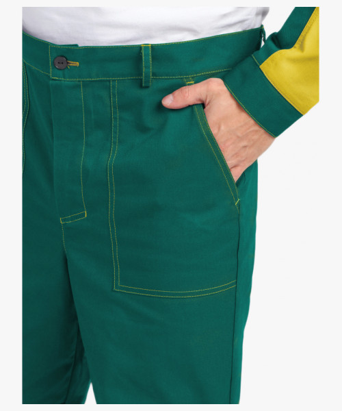 Костюм Бриготек-1 СОП (тк.Смесовая,260) брюки, зеленый/желтый