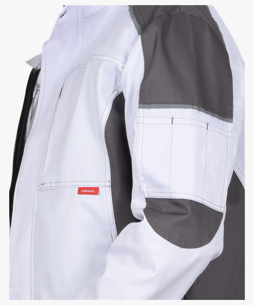 Костюм СИРИУС-ЦИТРИН куртка, п/к белый со средне-серым