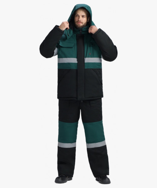 Костюм зимний Нордхард-2 СОП У. (тк.Смесовая,240) п/к, черный/т.зеленый