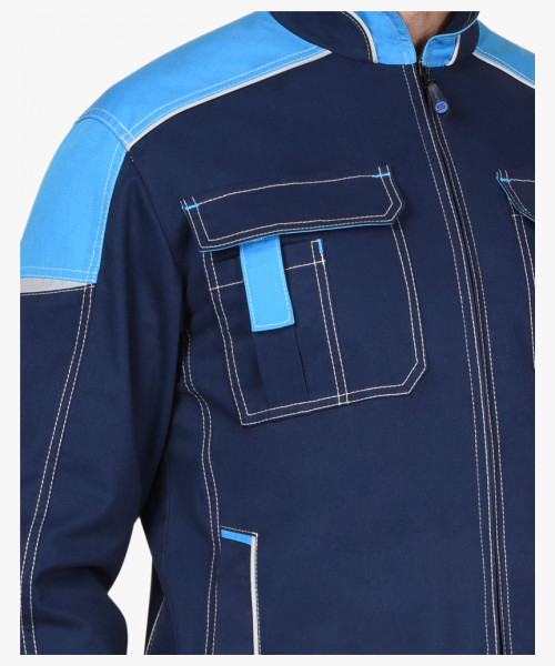 Куртка СИРИУС-ДЖЕТ короткая, синяя с голубым тк. мех. стрейч с ВО