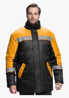 Куртка зимняя Стандарт (тк. Оксфорд), чёрный, оранжевый