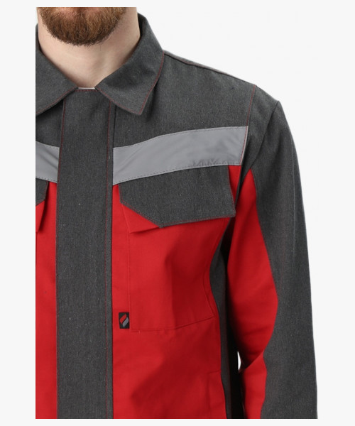 Костюм Вираж-1 IMP (тк.Смесовая,260) брюки, т.серый/красный