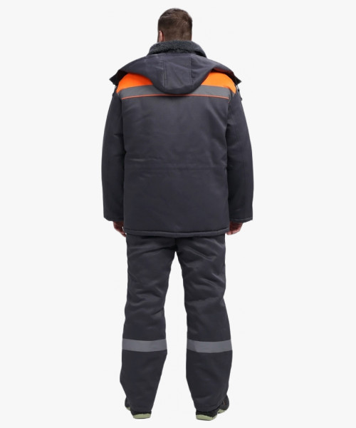 Костюм зимний Труженик-Ультра СОП (тк.Смесовая,210) брюки, т.серый/оранжевый