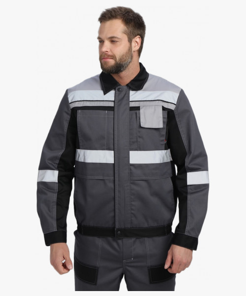 Костюм Виват-1 Премиум CH МВО (тк.Смесовая,240) брюки, т.серый/черный/св.серый