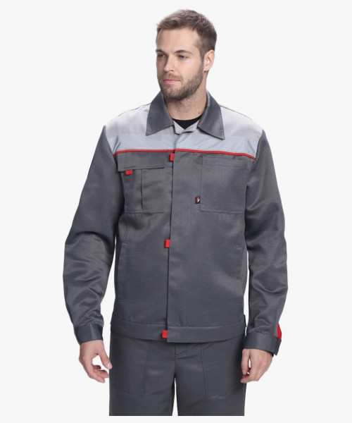 Костюм Фаворит-1 СОП усиленный IMP (тк.Смесовая,210) брюки, т.серый/серый/красный