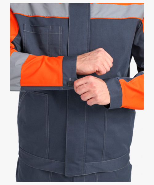 Костюм Бриготек-1 СОП (тк.Смесовая,260) брюки, т.серый/оранжевый