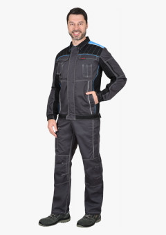 Костюм мужской летний СИРИУС-ПРЕСТИЖ куртка, полукомбинезон, серый, голубой