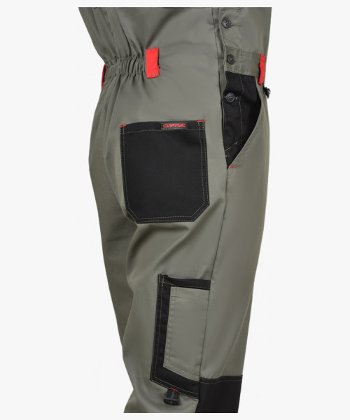 Костюм СИРИУС-СТАН куртка, п/к оливковый с черной и красной отделкой