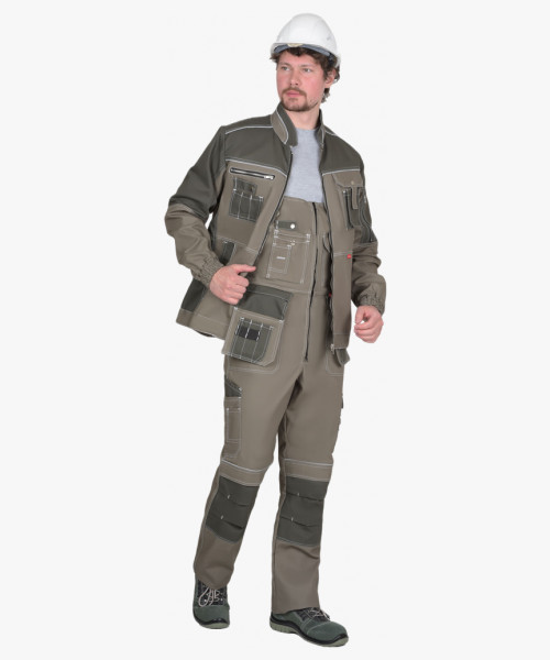 Костюм СИРИУС-ТОКИО куртка, полукомбинезон т. песочный с хаки 100% х/б пл. 265 г/кв.м