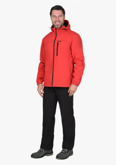 Куртка СИРИУС-АЗОВ с капюшоном красная софтшелл пл 350 г/кв.м